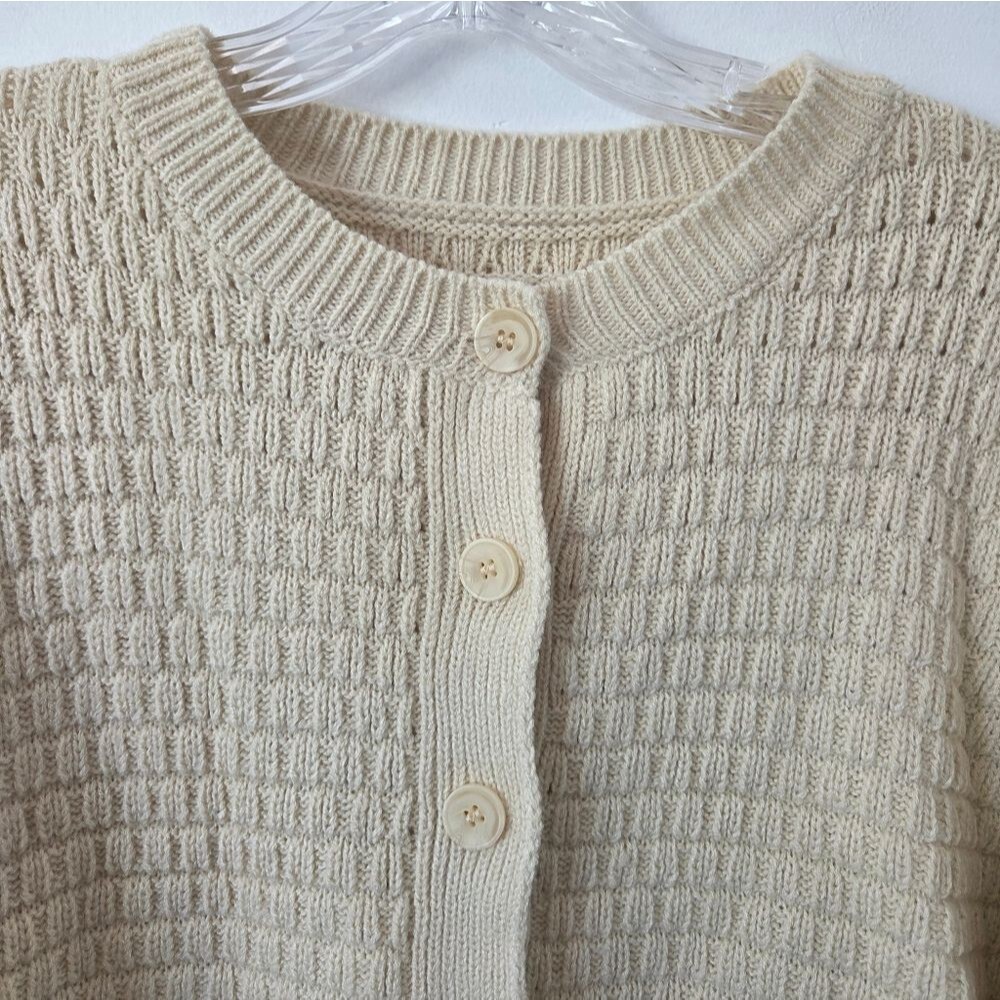 Cream Lace Trim Cardigan Sweater Preppy Coquette Old Money Academia Feminine L - Picture 9 of 12